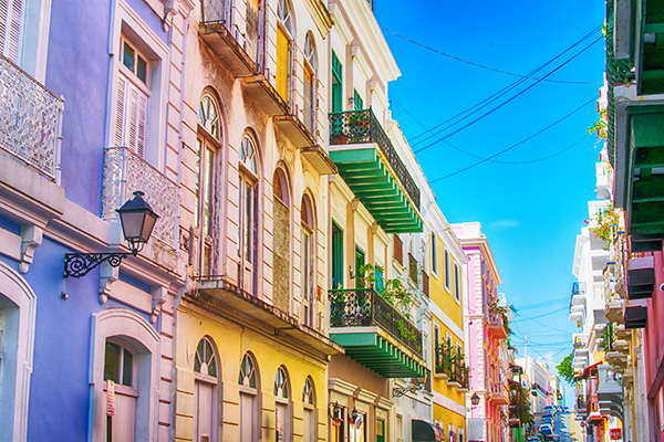 Old historic town of Puerto Rico. San Juan, Caribbean